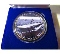 US Blu Navy - Uss Bunker Hill CV-17 Moneta di Sfida W/Presentazione Scatola