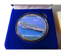 US Blu Navy - Uss Gerald R. Ford CVN-78 Moneta di Sfida W/Presentazione Scatola