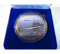 US Blu Navy - Uss North Carolina / BB-55 Moneta di Sfida W/Presentazione Scatola