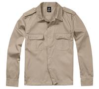US Camicia a Maniche Lunghe Servizio Cachi Beige Army Safari Casual Tgl S-5XL