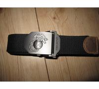 US Cinghia Calzoni Usmc Marine Corps Insegne 40mm Fibbia Nero WWII WK2 Army Navy