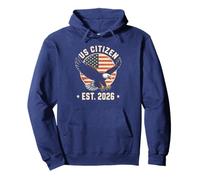 US Citizen EST. 2026 Bandiera Americana Bald Eagle Immigrazione Felpa con Cappuccio