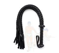 US-DXB Frusta a Mano Intrecciata in Pelle da Corsa di Equitazione Nera