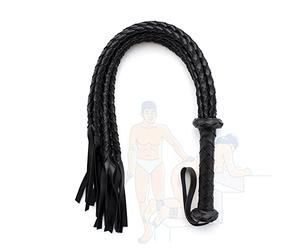 US-DXB Frusta a Mano Intrecciata in Pelle da Corsa di Equitazione Nera