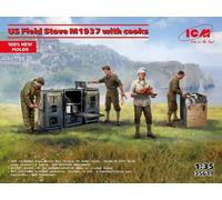 US Field Stove M1937 With Cooks New Molds 1:35 Plastic Model Kit ICM