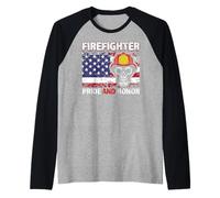 US Firefighter Pride And Honor American Flag Fireman Maglia con Maniche Raglan