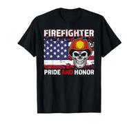 US Firefighter Pride And Honor American Flag Fireman Maglietta