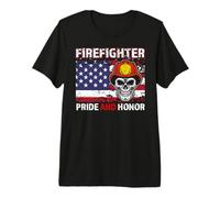 US Firefighter Pride And Honor American Flag Fireman Maglietta Premium