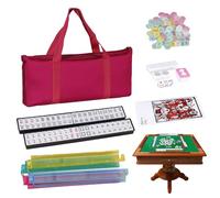 US Game Set, 166 Tiles Mahjong Set, Beautiful Portable Mah Jongg with Rulers Dice, Sturdy Playing Tool for Women, Adults, Beginners, and Learning Entertainments