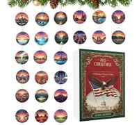 US Landmarks Avvento Calendarr - Set da 24 day, calendario natalizio con 24 ornamenti Collectible National Landmark | US Landmark Decor Perfect for Familes, Architecture Enthusiasts Decor