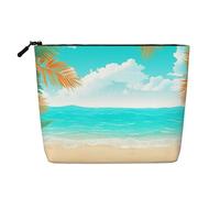 Us Map Seashore - Beauty case da donna, portatile, da viaggio, organizer quotidiano con cerniera, Tema tropicale della pianta della spiaggia, Taglia unica