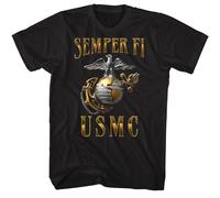 US Marines - Usmc Semper Fi Metallico - American Classici - Solido Nero Adulto