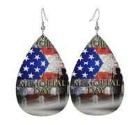 US Militari Soldati Patriottica Memorial Day Orecchino di Cuoio Per Le Donne Goccia Penzolare Stampato Accessori di Modo Usura Quotidiana, Misura unica, Pelle