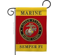 US MILITARY Marine Corps USMC Semper Fi Flag Double-Sided Lawn Decoration Gift House Garden Yard Banner United State American Military Veteran, 12" x 18.5 Made in USA