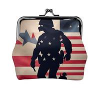 US Military Soldiers Patriotic Memorial Day Print Coin Purse per le donne Compact Kiss Lock Coin Pouch Zipper Travel Shopping Gift