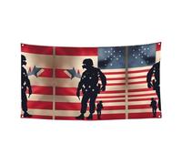 Us Military Soldiers Patriotic Memorial Day Stampa Halloween Banner Decorazioni, Outdoor Indoor Hanging Sign, Forniture per le vacanze con occhielli in metallo