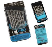 US Pro 25pc IN Acciaio HSS Trapano Punta Set Metrico 1mm A 13mm Custodia B2642