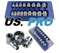 US PRO 3248 17pc 3/8 Dr Poco Profonde Prese 12 Punti 8-24mm, Blu