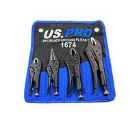 US Pro B1674 - Set di pinze, 12,7 cm / 16,5 cm / 17,8 cm / 25,4 cm, colore: Nero