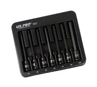 US PRO Industrial Set di 7 chiavi a bussola esagonali DR extra lunghe da 3/8" H3 - H10 3653