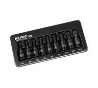 US PRO Industrial Set di 9 chiavi a bussola a percussione DR da 3/8", 4-14 mm, 3932