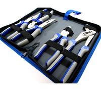 US PRO Set di 5 pinze combinate in valigetta a becchi lunghi piegati, pinze laterali, pompa dell'acqua, blu