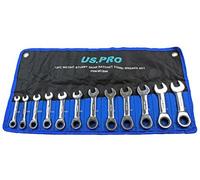 US PRO - Set di chiavi combinate a cricchetto tozze a 72 denti, 12 pezzi, 8-19 mm