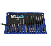 US PRO Set di punzoni parallelo, 18 pezzi, Diametro da 1,5 mm a 9,5 mm, lunghezze variabili da 4 a 8 pollici, Cromo vanadio, Nero
