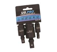 US PRO Tools 3 pz Impact Universal Wobble Joint Set 1/4", 3/8", 1/2" Drive 3977