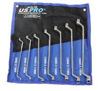 US PRO Tools, set di 7 chiavi ad anello a doppia offset, 6-19 mm, 75 gradi, 3528
