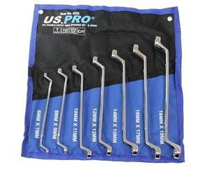 US PRO Tools, set di 7 chiavi ad anello a doppia offset, 6-19 mm, 75 gradi, 3528