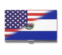 US Sal-vador Bandiera Combinata Novità Titolari di Biglietti da Visita Sottile Metallo Carte di Credito Nome Caso Portafoglio Organizer per Uomini Donne 9,4 x 5,6 x 0,8 cm, Stile:, Taglia unica