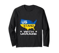 US Stand con Ucraina USA Supporto Ucraina Pace Ucraina Maglia a Manica