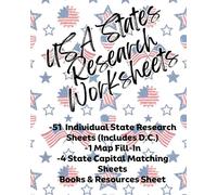 US States Research Worksheets & Activities Workbook US History US Geography