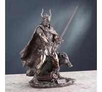 US Statua del dio norreno Freyr con finitura bronzata, fertilità pagana