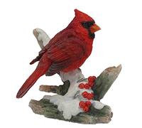 US Statuetta decorativa a forma di uccello cardinale su un ramo innevato, 10 cm, colore: rosso