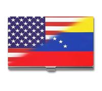 US Venezuela Bandiera Combinata Novità Titolari di Biglietti da Visita Sottile Metallo Carte di Credito Nome Caso Portafoglio Organizer per Uomini Donne 9,4 x 5,6 x 0,8 cm, Stile:, Taglia unica