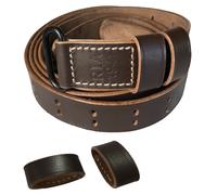 US WWII M1 Garand Leather Sling Steel Fitting Dark Brown with Free Extra Keepers