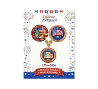 USA 250 Anniversary Pin America 250th Commemorative Lapel Pin 1776 2026 Set di spille patriottiche America 250 Merchandise Independence Celebration Jewelry Gift, Grande, Zinco, Non pietra preziosa
