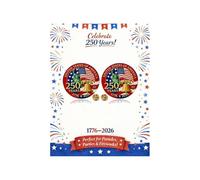 USA 250 Anniversary Pin America 250th Commemorative Lapel Pin 1776 2026 Set di spille patriottiche America 250 Merchandise Independence Celebration Jewelry Gift, Grande, Zinco, Non pietra preziosa