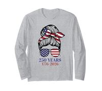 USA 250 Years American Flag Occhiali da Sole Donna Messy Bun Maglia a Manica
