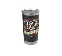 USA 250th Anniversary Independence Floral 4 luglio Bicchiere termico in acciaio inox doppia parete