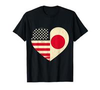 USA Americano Giappone Cuore Bandiera Doppia Cittadinanza Maglietta