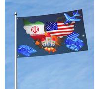 Usa And Iran 5 Bandiere Durevole Bandiera Con 2 Occhielli Bandiera Da Giardino Per Interno Prato Esterno Giardino 90X150Cm