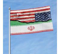 Usa And Iran On Cracked Concrete Wall Bandiere Con 2 Occhielli Bandiera Robuste Flag Per Feste Decorazione Festival Esterno 90X150Cm