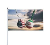 Usa And Iranian Wrecking Balls Swinging On Blue Cloudy Sky Bandiera Con 2 Occhielli Bandiere Durevole Flag Per Feste Interno Casa Portico 90X150Cm
