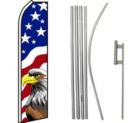 USA Aquila Rosso/Bianco/Blu Swooper Super Bandiera & 4.9m Asta Kit / Terra Punta