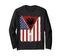 USA Bandiera Albanese Albania Pride Maglia a Manica