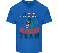 USA Bere Squadra Divertente Bachelor Party Birra Uomo Scollo A V Cotone T-Shirt