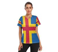 (USA) Camicie da palestra da donna a maniche corte Activewear per corsa S, Bandiera delle Isole Terrestri, XL